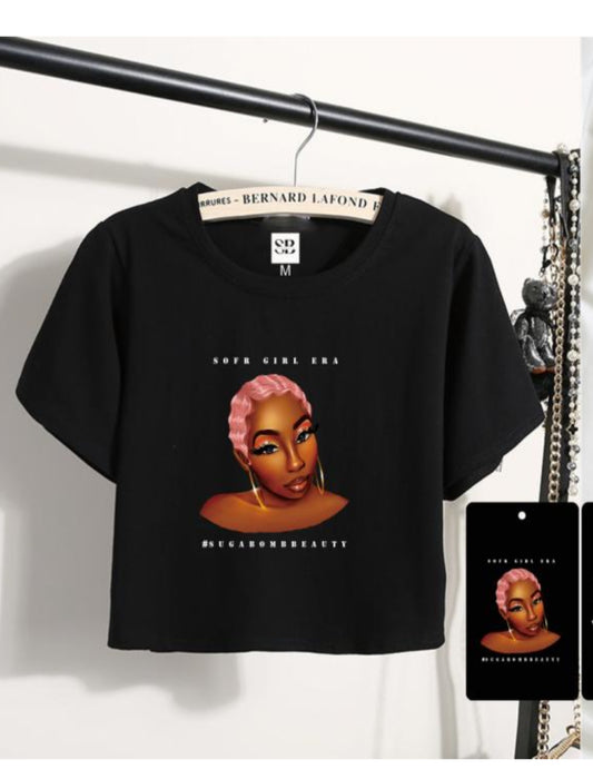 Sugabomb Black Crop Top (Face Logo)