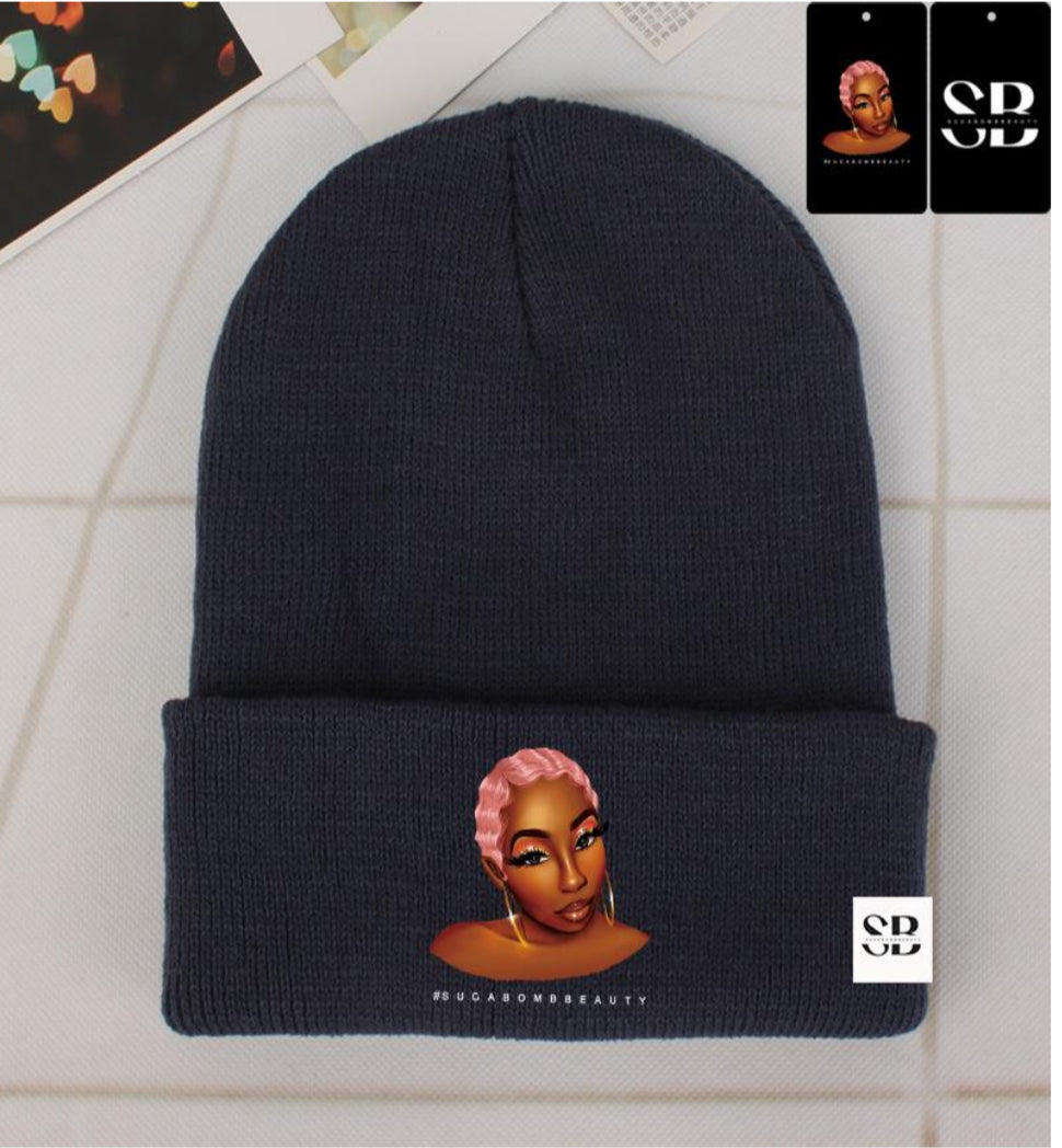 Sugabomb Black Beanie Hats (Face Logo)